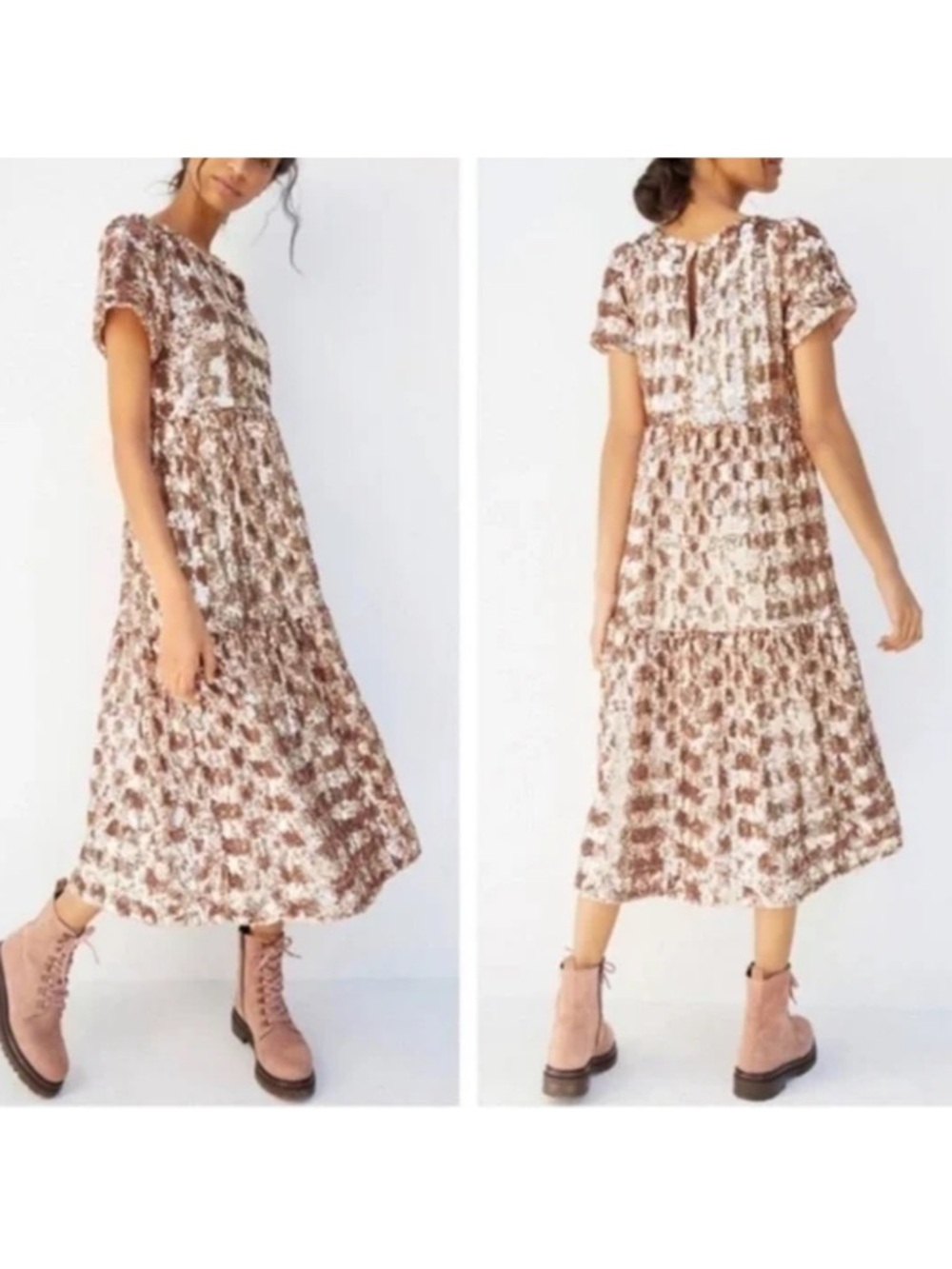 Maeve by Anthropologie Rose Gold Sparkly Sequin Midi Dress Size SP